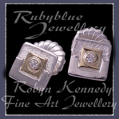 18 Karat Yellow Gold, Diamonds and Sterling Silver 'Forever' Earrings Image