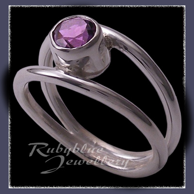 Sterling Silver and Genuine AA Amethyst 'Iris' Ring Image
