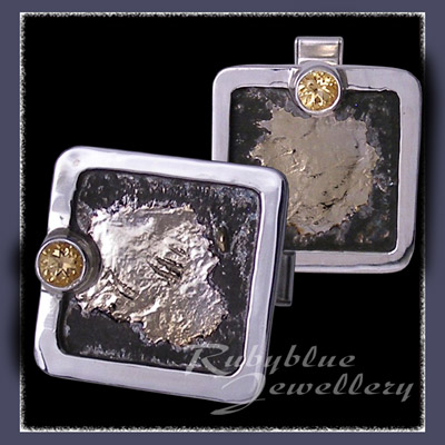 18 Karat Gold, Sterling Silver and Honey Topaz 'Midas Touch' Cufflinks Image