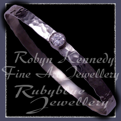 Sterling Silver and Cubic Zirconia 3mm wide 'Sparkles' Bangle / Bracelet Image