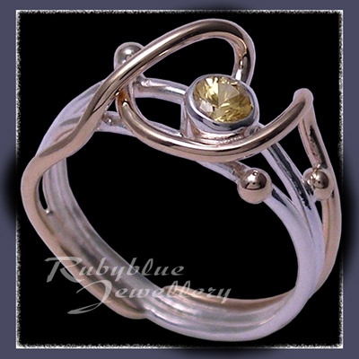 14 Karat Yellow Gold, Sterling Silver and Genuine Yellow Sapphire 'Sunshine' Ring Image