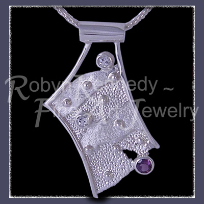 Sterling Silver, White Topaz and Amethyst 'Surrender' Pendant Image