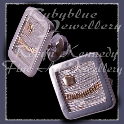 10 Karat Yellow Gold, Sterlium and Sterling Silver 'Sunrise ~ Sunset' Cufflinks Image